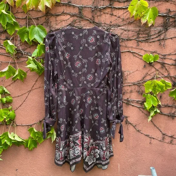 NWT!! Rebecca Taylor Claudine Plum Floral Silk Twill Dress Size 0 - Picture 7 of 7